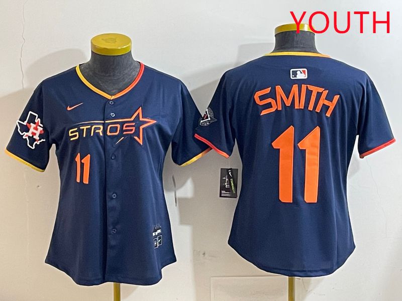 Youth Houston Astros #11 Smith Blue three generations Joint Name Nike 2025 MLB Jersey style 10